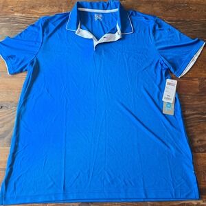 Mens XL 32 degrees cool Golf Polo Shirt‎ Blue White Trim Short Sleeve Athletic